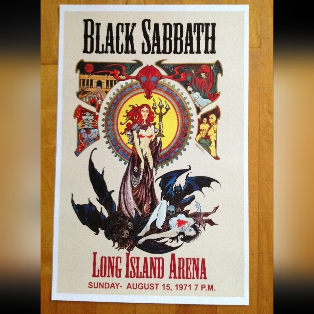 Black Sabbath at Long Island Arena Concert Poster 1971 Reprint 11 X 17